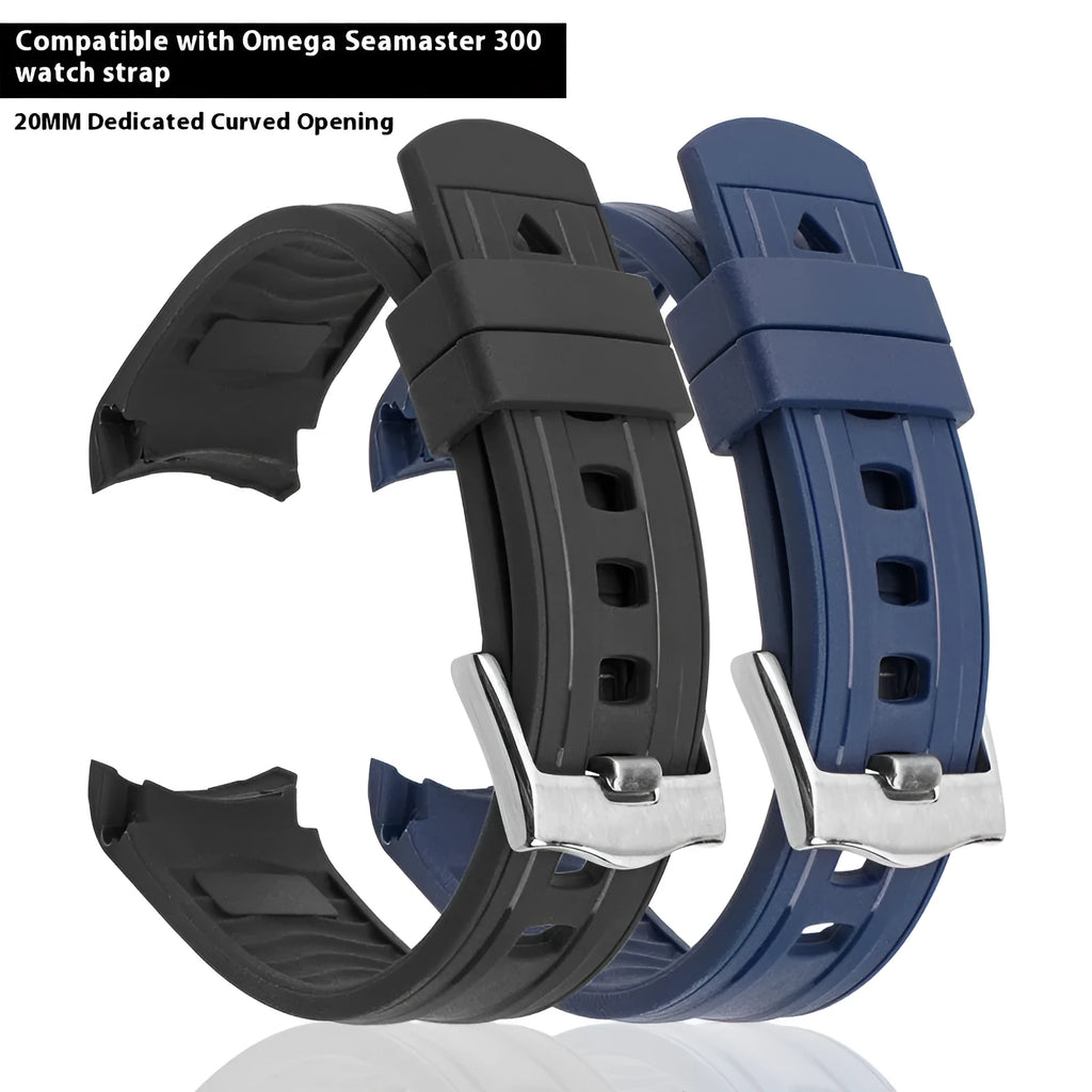 20mm original style watch strap with silver buckle in multiple colour options including black, blue, green, and pink.