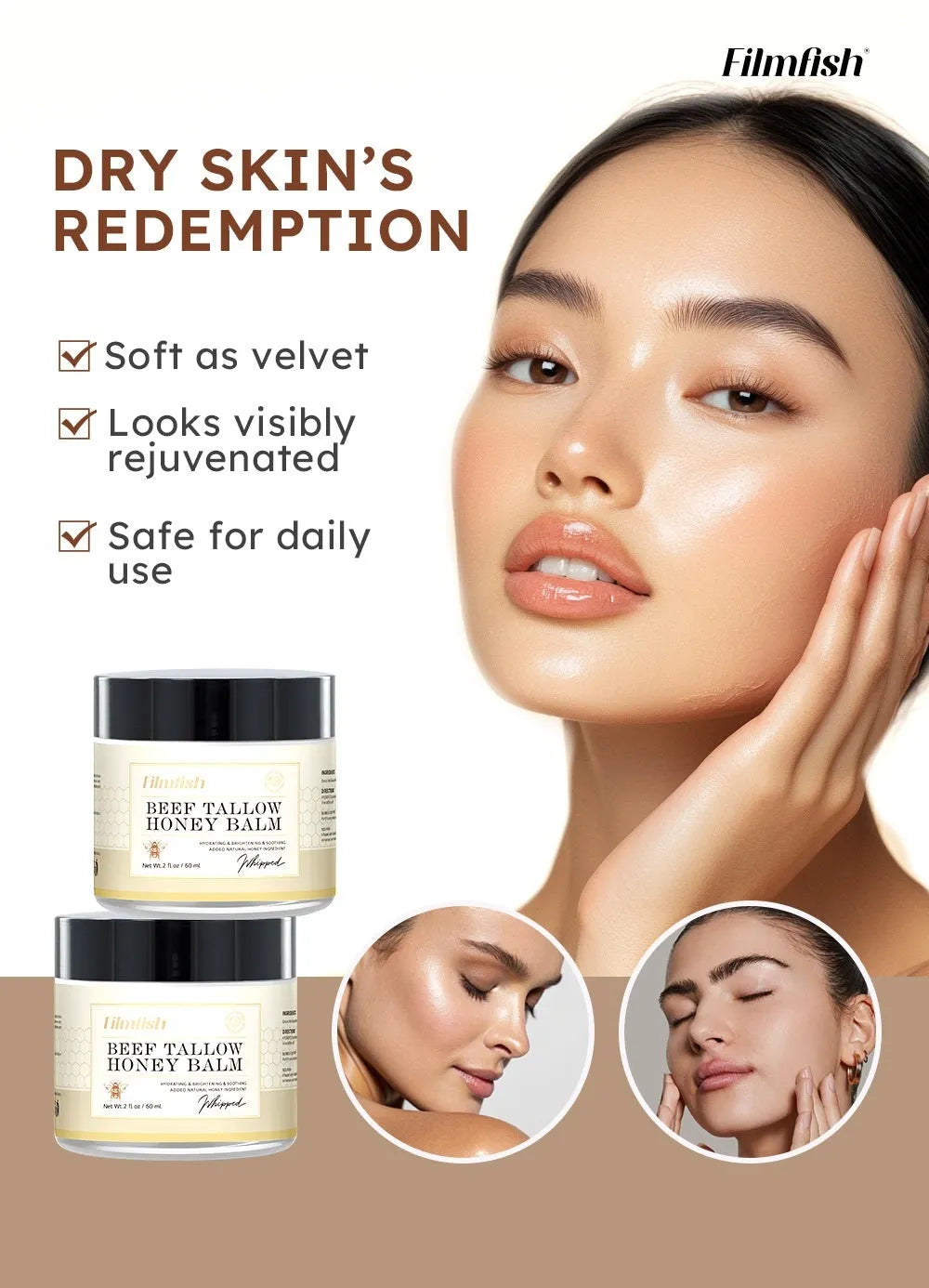 Rejuvenation Refreshing Nourishing Skin Care honey moisturiser body cream in 60ml tube