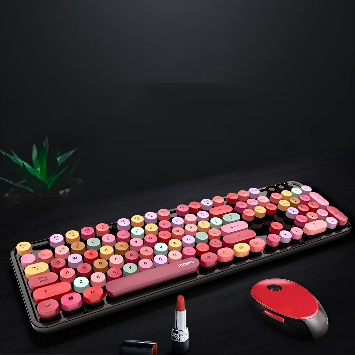 Wireless keyboard and mouse set with USB receiver, 1600dpi mouse, multimedia keys, and waterproof keyboard support