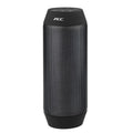 Mini black Bluetooth stereo speaker with colourful LED lights showing 360° sound design