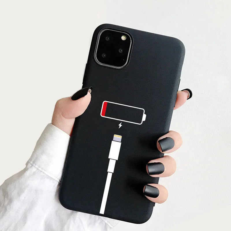 Frosted TPU iPhone case showing graffiti design and solid colour options