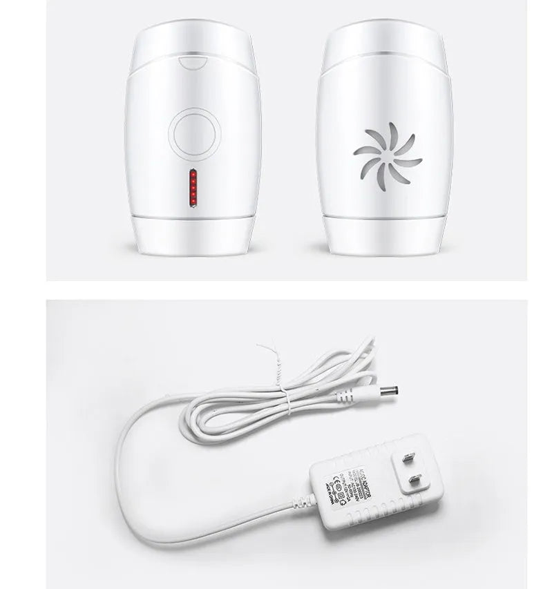 White home IPL laser hair removal device on a table.