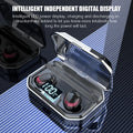 Black X10 Bluetooth Headset with charging case showing 150x100x40mm dimensions and earpieces