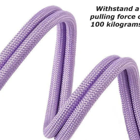 Nylon dog traction leash with foam handle showing black, light purple, sky blue and yellow colour options