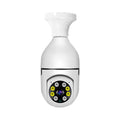 Compact bulb security camera with 5cm x 12cm dimensions showing lens and wifi connectivity for 1080p monitoring