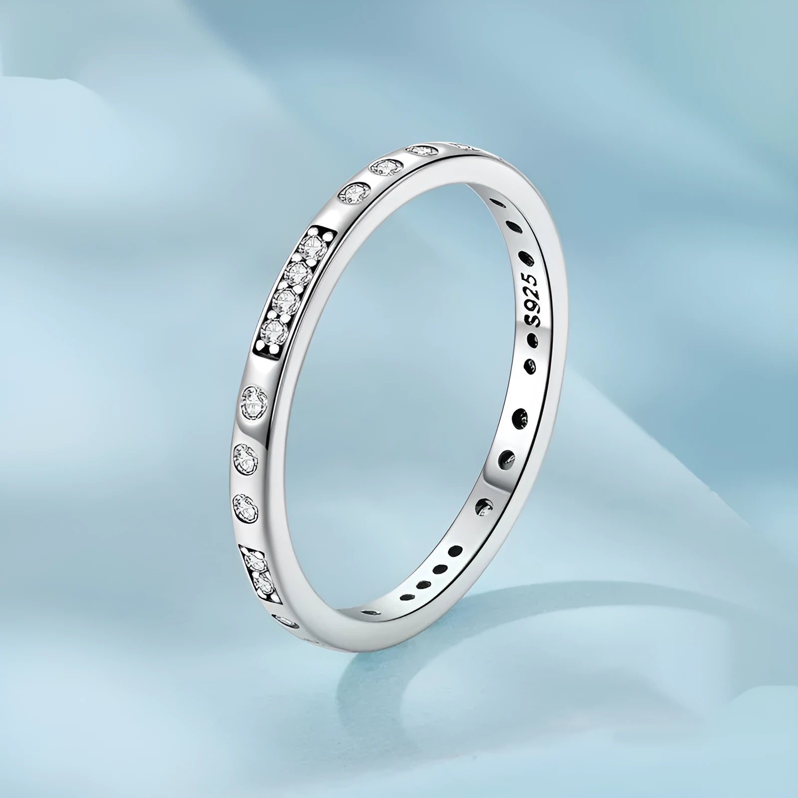 Silver Moss Password I Love You ring with oxidised black finish on a simple bracelet band.