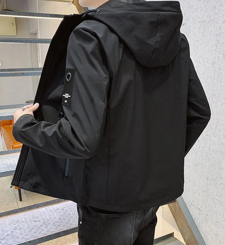 Men's chemical fibre blend jacket in black, green or grey, sizes L to 4XL