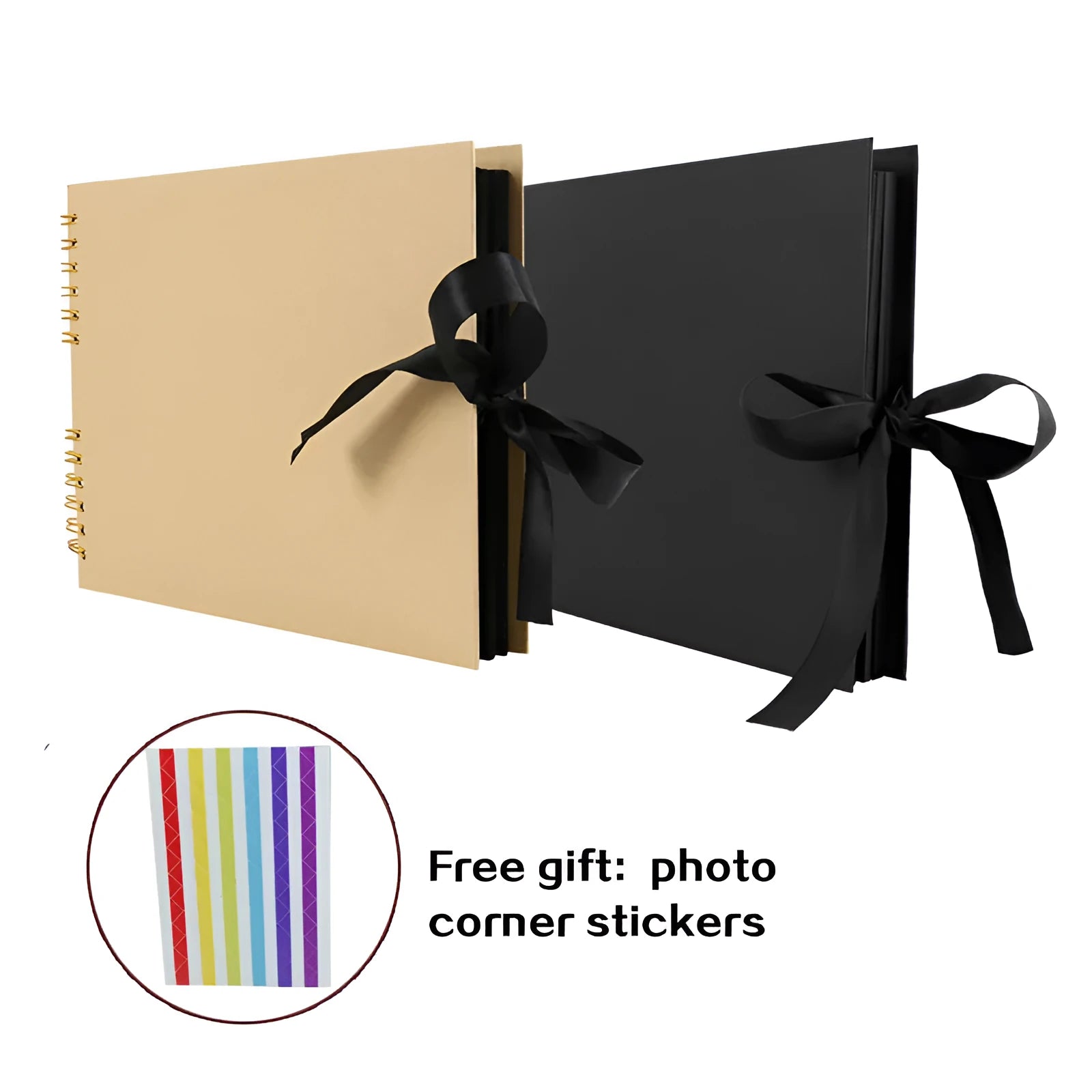 DIY handmade photo album with coil binding and a kraft paper cover in yellow or black