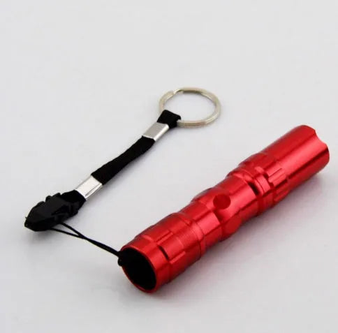 Black aluminium alloy LED mini flashlight measuring 9.5cm with 3W beam for outdoor use