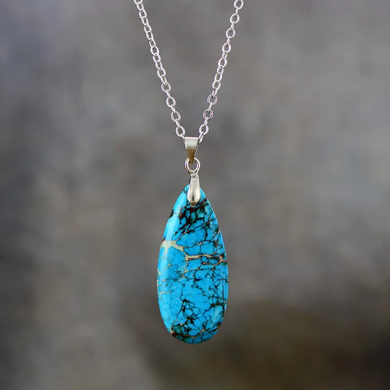 Emperor Stone Water Drop jade pendant necklace with 18K gold plating in drop-shaped modelling