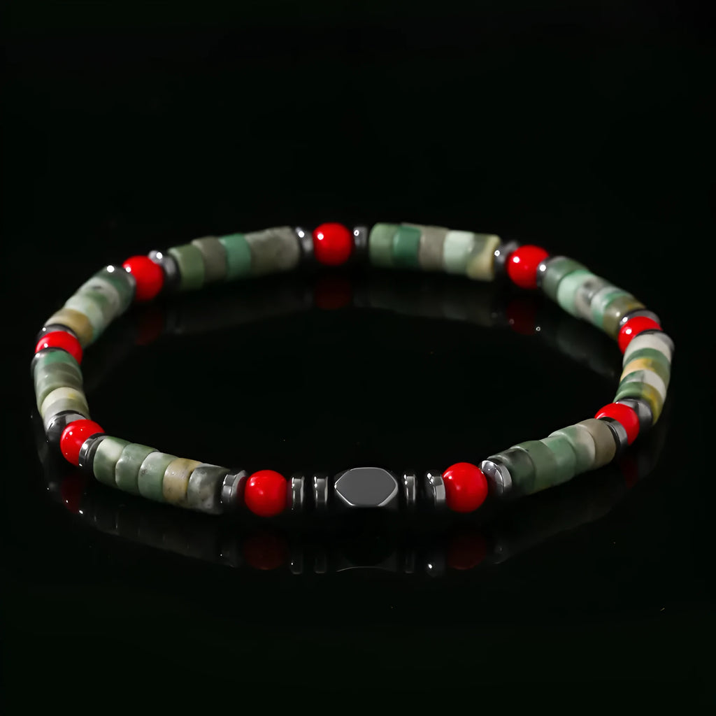 Bohemian cylindrical natural stone beads bracelet men's hand-woven jewellery ins style design