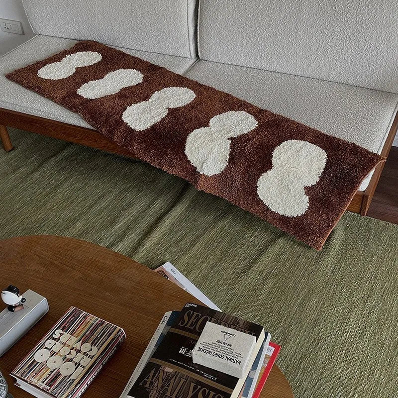 Flocking carpet long strip non-slip absorbent geometric pattern polyester 40x120cm 50x158cm