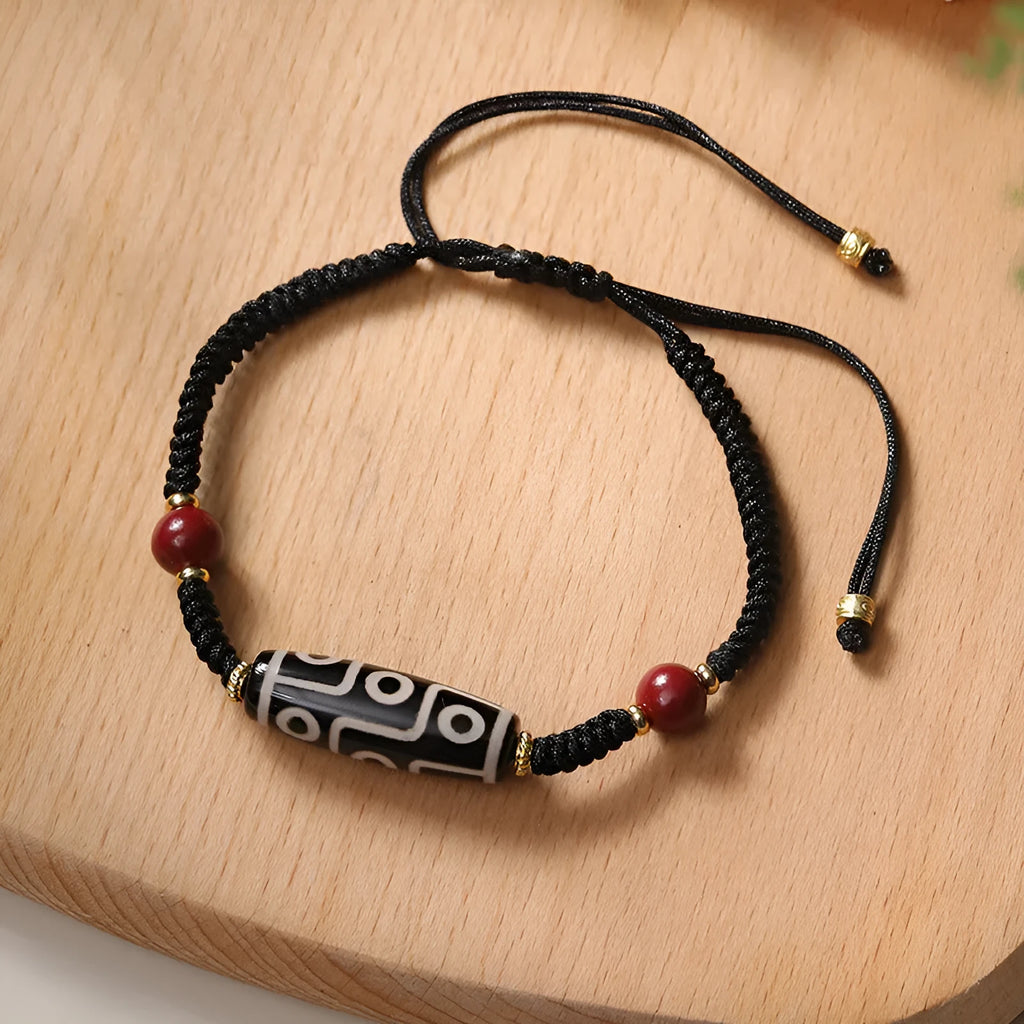 Tibetan agate dzi bead bracelet with stainless steel adjustable clasp showing 30 models of beads
