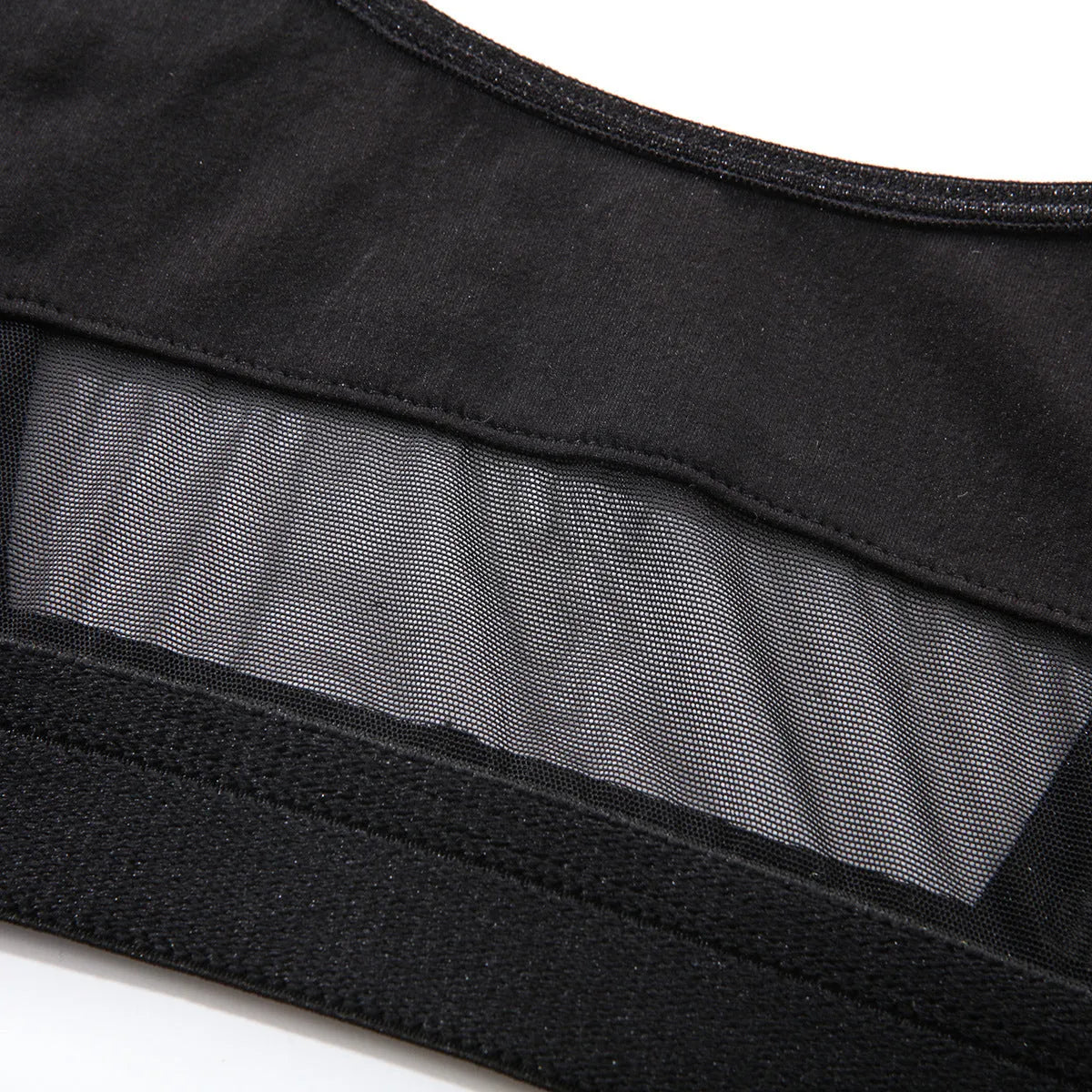 Women's black full cup bra and panty set with adjustable straps on a white background.