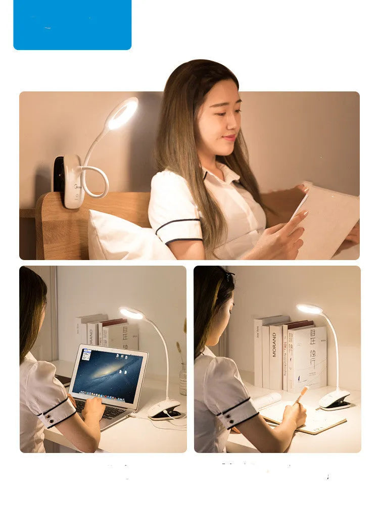 Green USB rechargeable table lamp with touch switch and LED light source on wooden surface