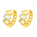 Geometric hollow-out gold electroplated alloy earrings with ear clip fastening, lightweight 2.5g design