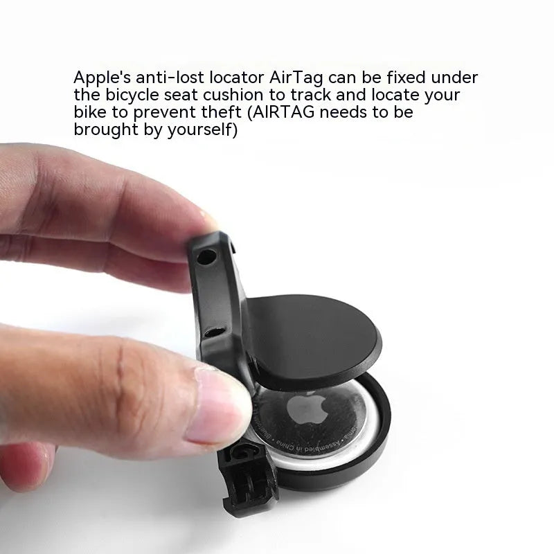 Matte black ABS bicycle tracker bracket with anti-theft bolts for seat post mounting