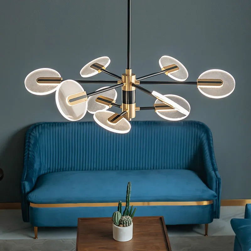 Nordic iron LED chandelier pendant lamp with acrylic parts for 15-30㎡ room coverage