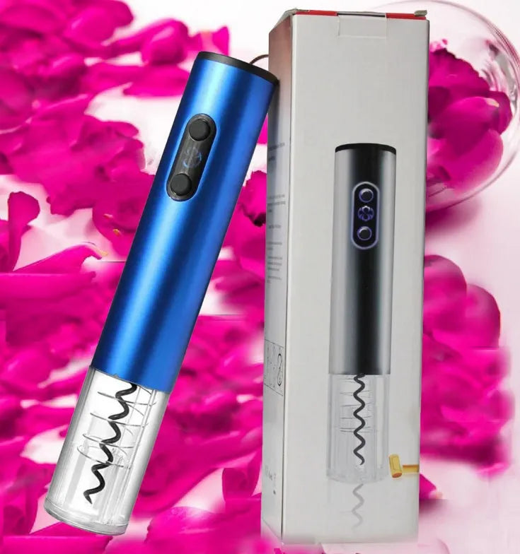 Silver aluminium alloy electric wine bottle opener with integrated foil cutter