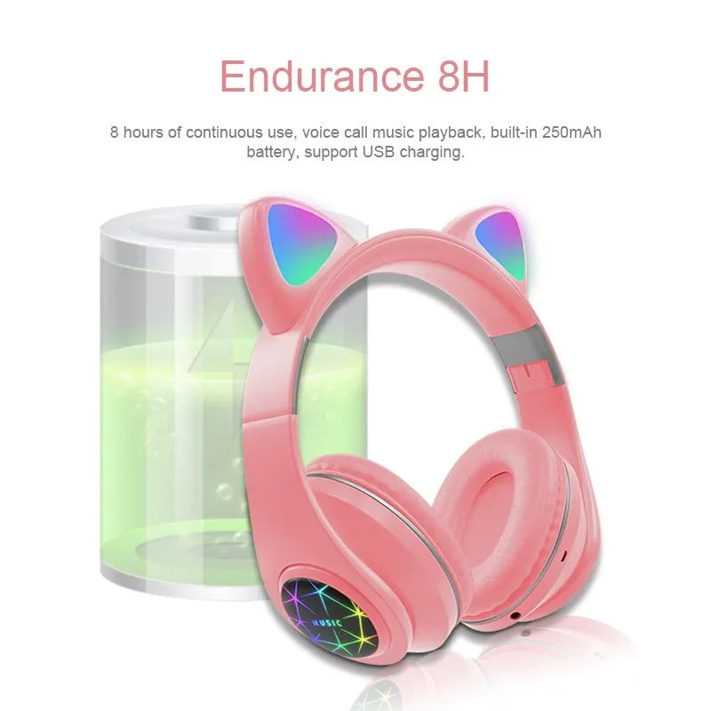Cat ear wireless sports Bluetooth headset in various colours with head-mounted design for exercise use