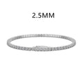 S925 sterling silver women's bracelet with inlaid zircon, geometric round design, 2.5mm or 3mm width.