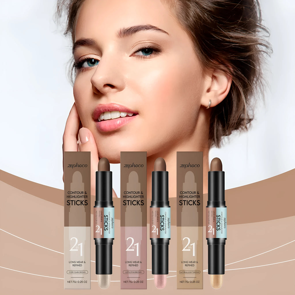 Dual-ended eyebrow highlighter and brow repair pencil in natural brown shades