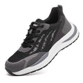 Men's black grey electrician safety shoes with plastic toe cap and lace closure
