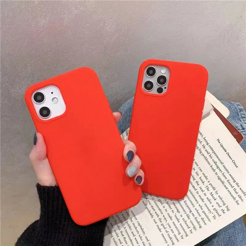 All-inclusive liquid silicone phone case for Apple iPhone, frosted finish, available in six colours