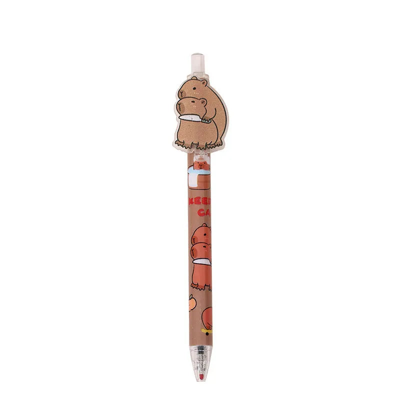 Cartoon bear design gel pen set with 48 carbon black refills and plastic shell