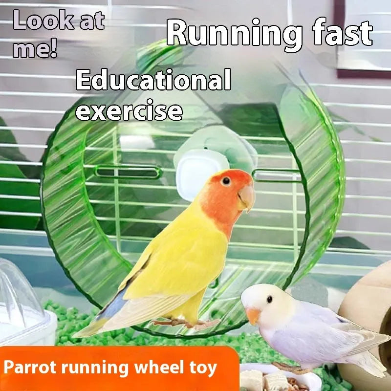 21cm plastic parrot running wheel toy in multiple colour options for bird exercise