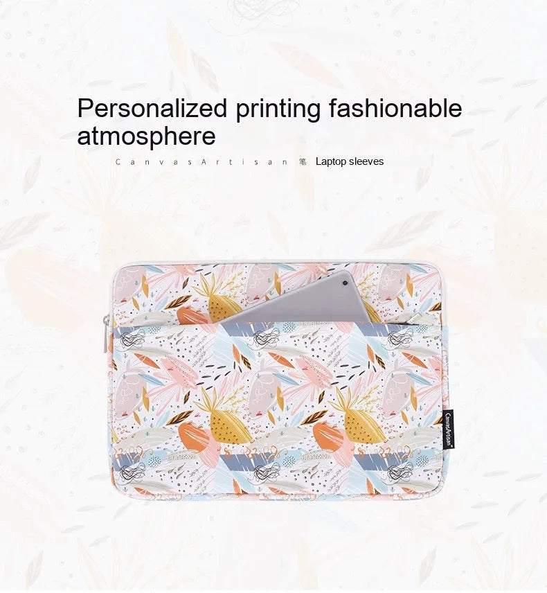 White waterproof PU leather laptop sleeve for 14-inch computers with simple design