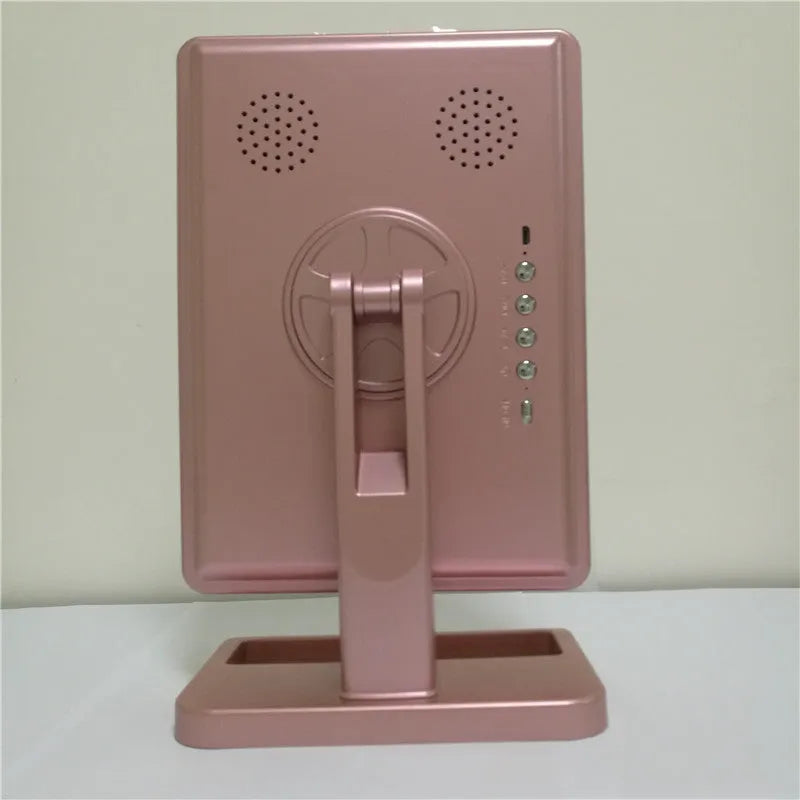 Touch screen makeup mirror with LED lights and Bluetooth speaker in multiple colour options