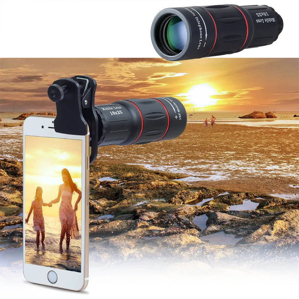 18x mobile phone telephoto lens with aluminium tripod and universal clip for Samsung smartphones