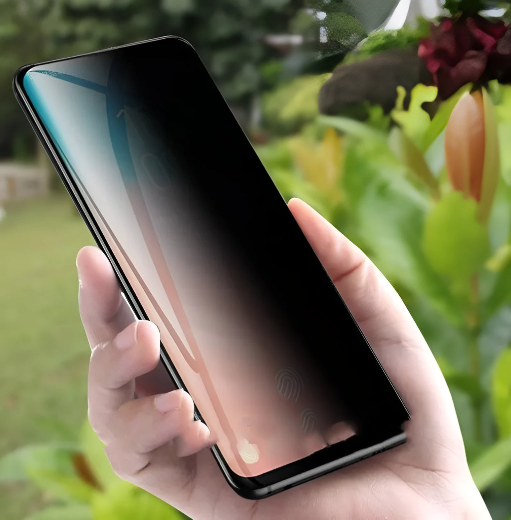 Samsung smartphone tempered glass screen protector showing full coverage edge-to-edge design