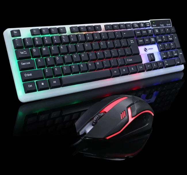 Wired USB keyboard and mouse set, 104-key keyboard and 3-button mouse, black or white, 1.5 m cable