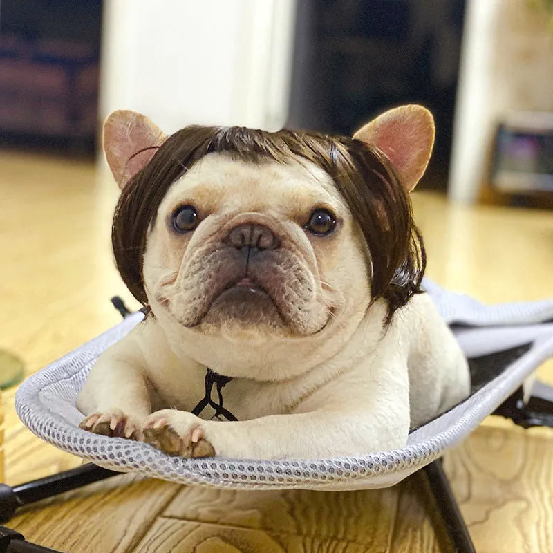 Adjustable pet wig sheath headdress in nylon fibre with 30-60cm fit range