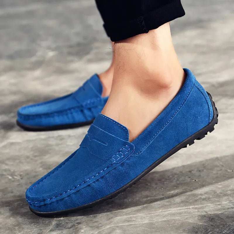 Men's Tods casual shoes in suede leather with flat rubber soles, Gommino style, available in sizes 38-47