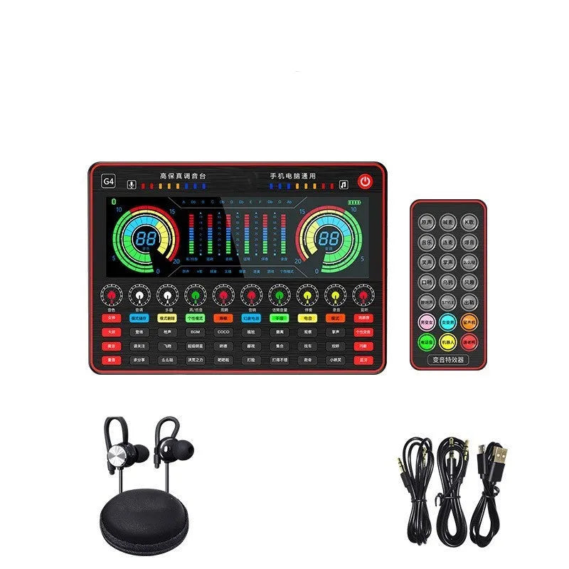 Singing Professional G4 sound card set with LCD display, 10 tuning knobs, and included microphone