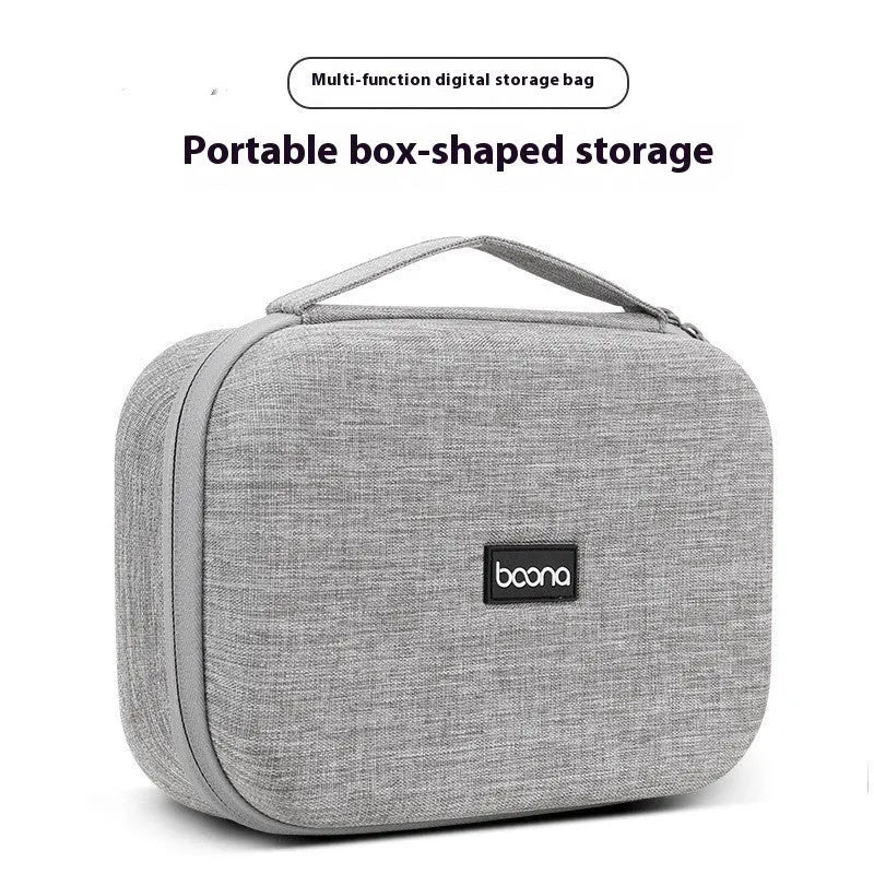 Multifunctional EVA digital storage bag in grey or black for data cables, headsets, and chargers, 3kg load