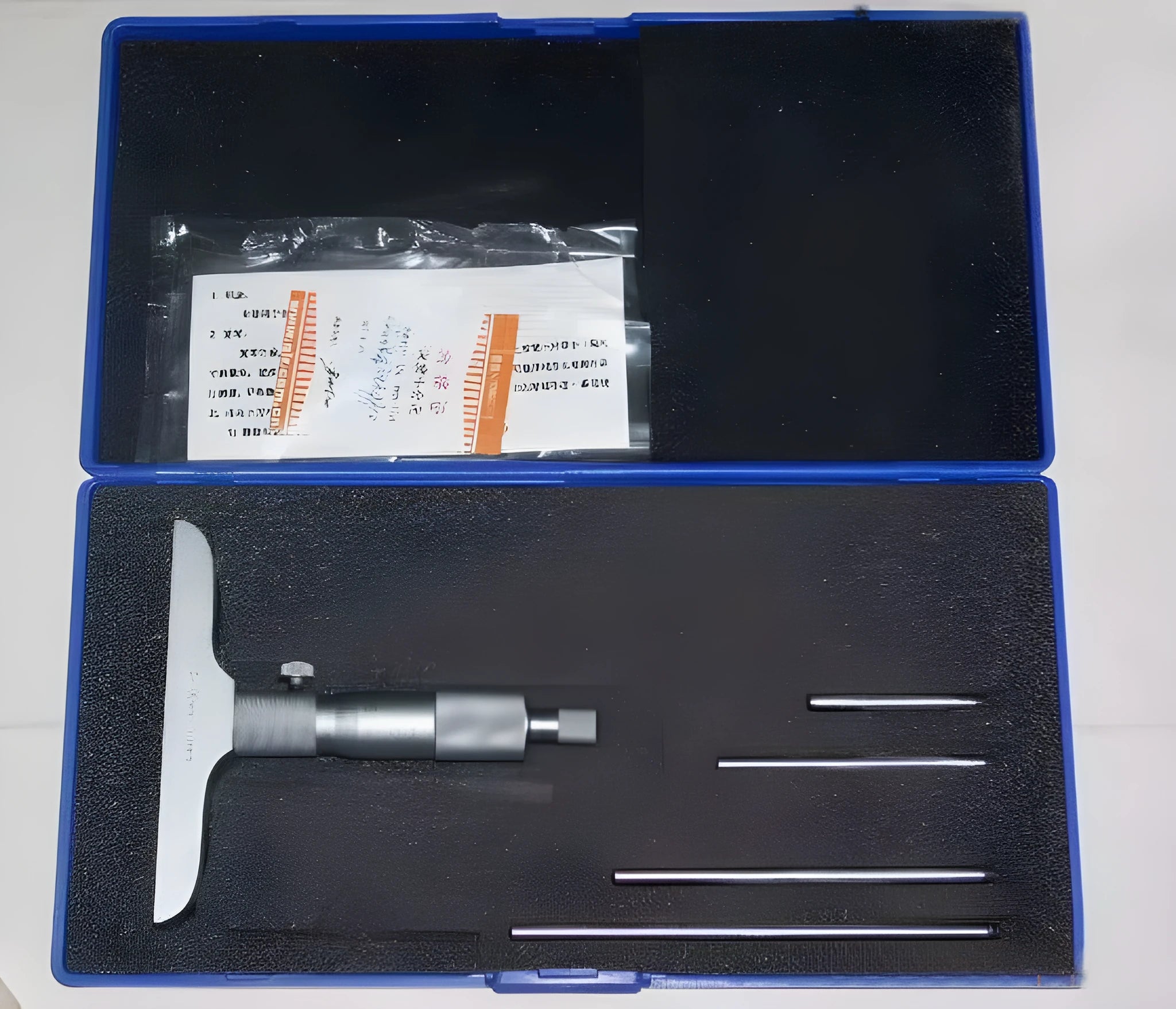 Depth micrometer measuring instrument with 0-100mm range and 0.01μm resolution for internal depth measurements