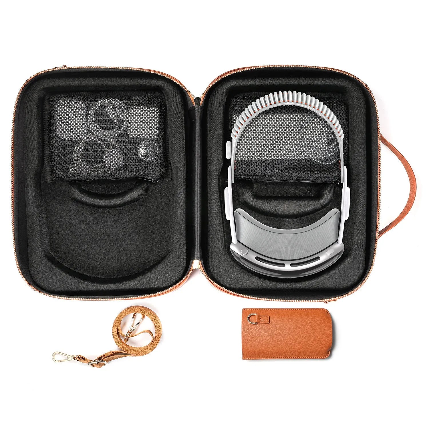 Black superfiber MR glasses storage box for Apple Vision Pro headset.