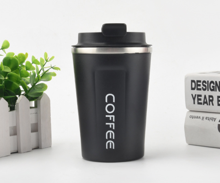 Stainless steel thermal vacuum coffee mug with double-layer insulation maintains drink temperature for hours, available in 380ml and 510ml capacities with five colour options