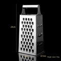 Stainless steel vertical grater with multifunctional design featuring interchangeable cylindrical and flat handles for secure grip during food preparation tasks