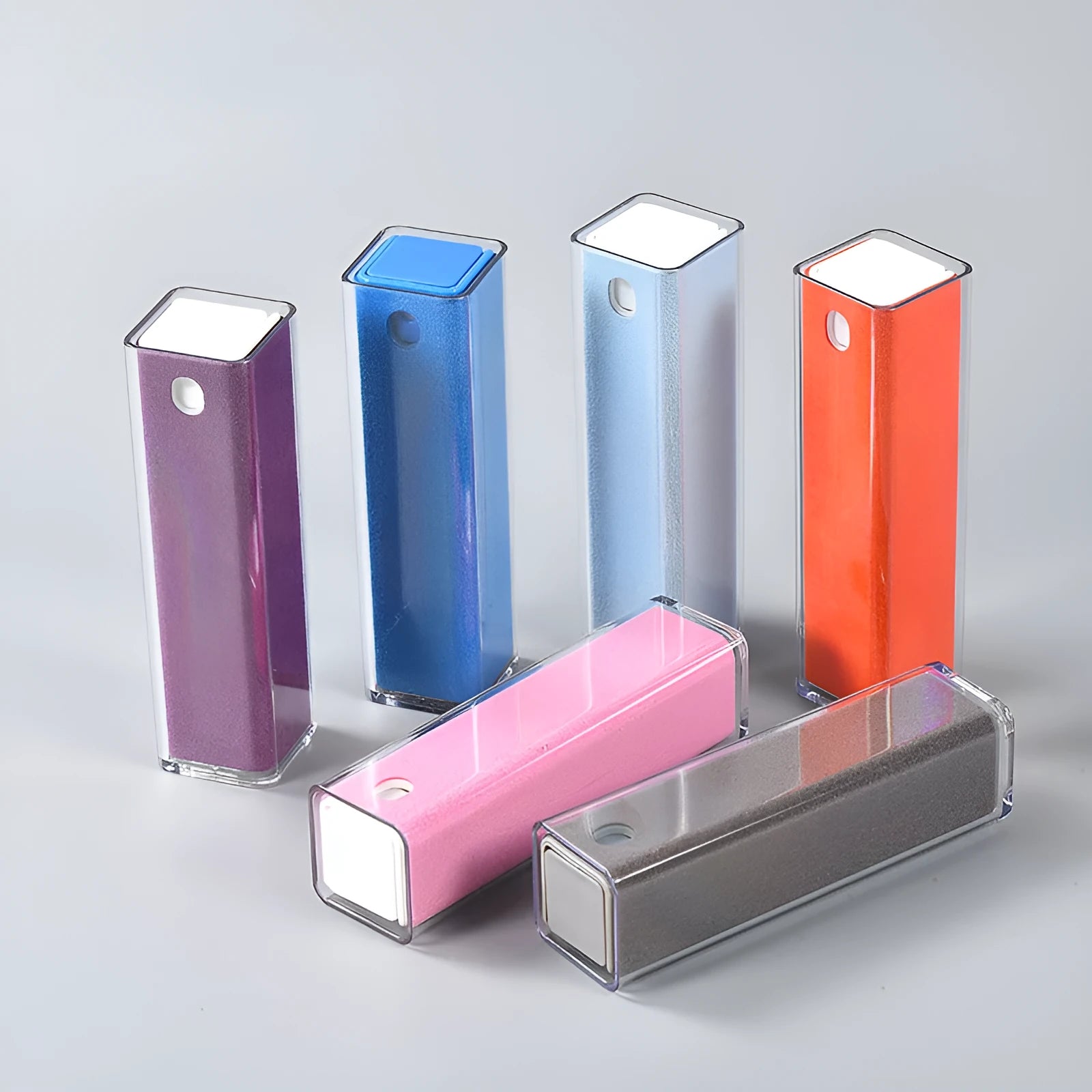 15ml square tube phone screen cleaner spray kit with protective case and fibre cloth in multiple colours