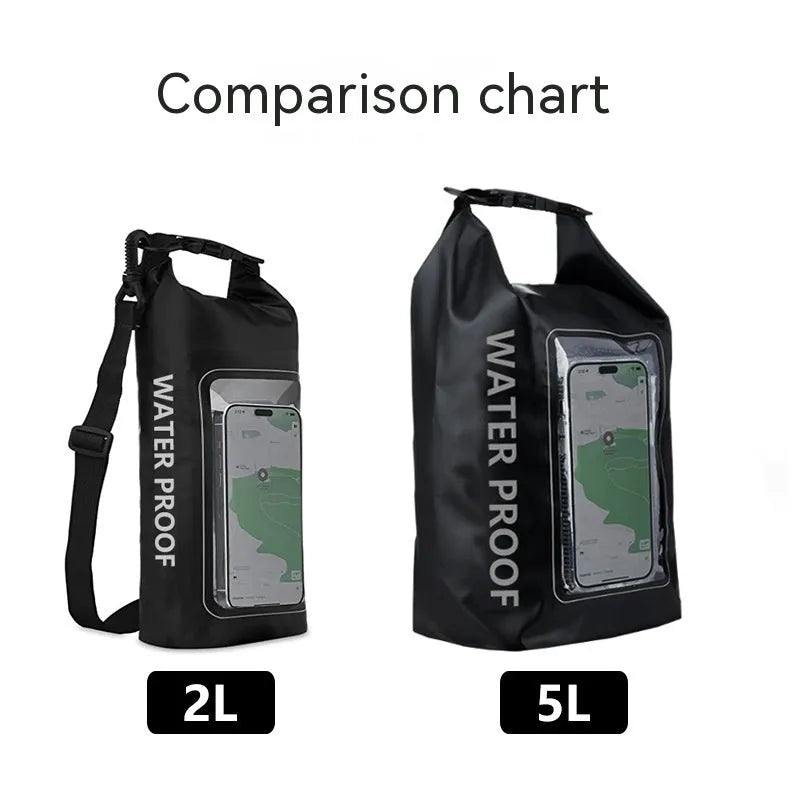 2 litre waterproof crossbody bag in PVC mesh for mobile phones at the beach or pool.