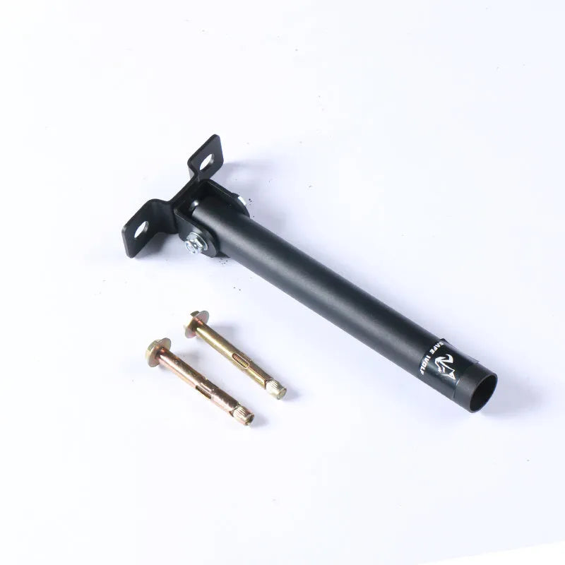 Wall-mounted steel barbell rack with 25 vertical tubes for storing gym rods, showing inner diameter options of 25mm and 50mm.