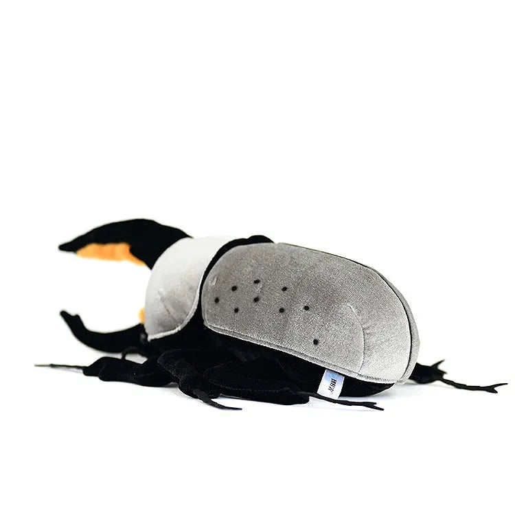 White worm plush toy doll in black, 23cm mouth-to-tail, Korean velvet fabric, PP cotton and rubber granules
