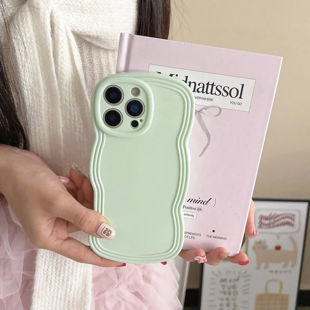 Cream candy colour wave pattern TPU phone case for iPhone models on plain background