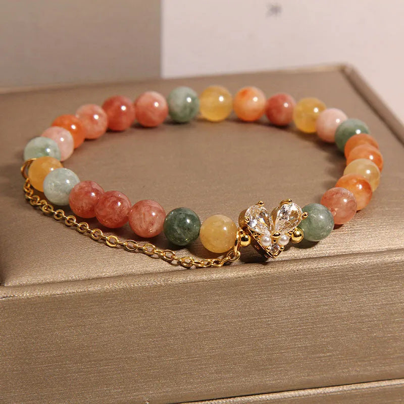 Fu Lu Shou crystal bracelet for women with V-shaped zircon design and cartoon styling