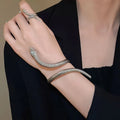 Gold and silver exaggerated twisted winding snake opening ring and bracelet jewellery set